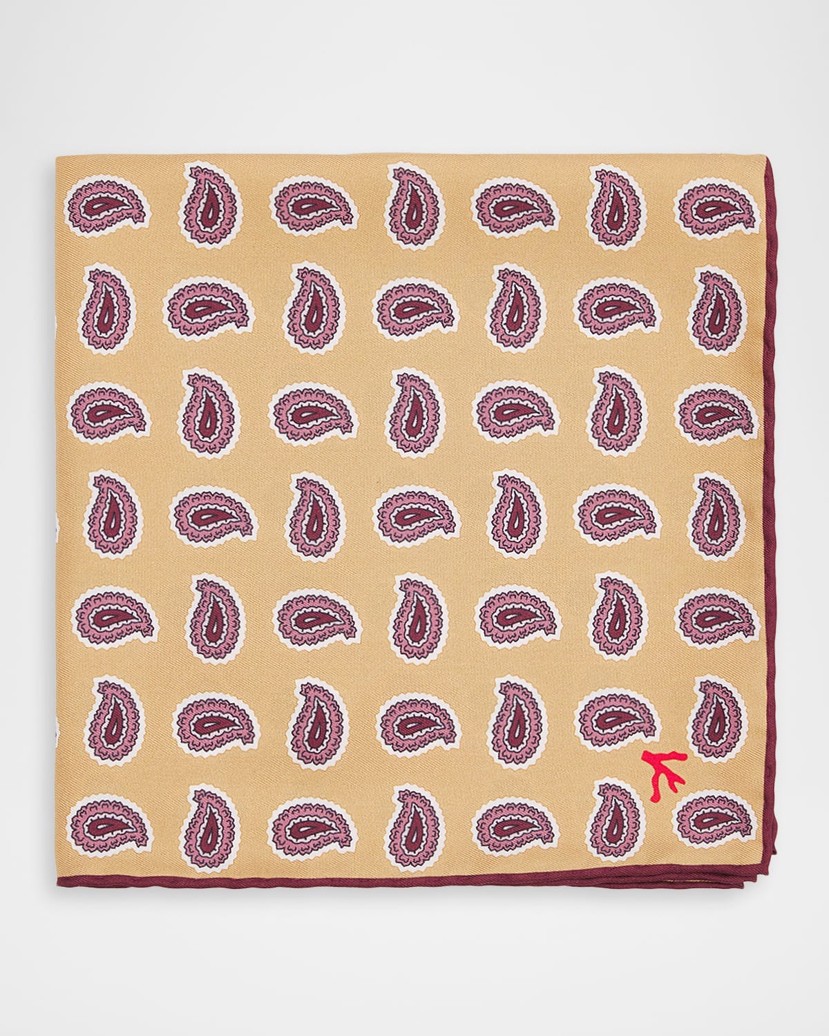 Isaia Men 's Paisley Silk Pocket Square