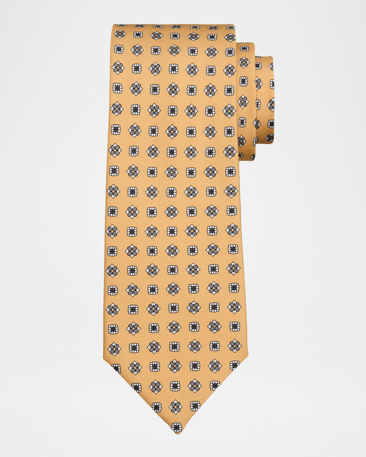 Isaia Men 's Geometric Floral Silk Tie
