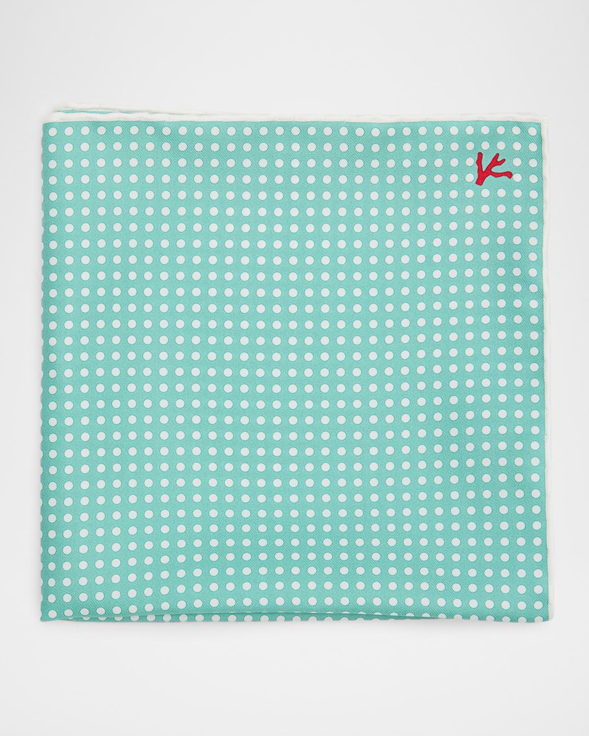 Isaia Men's Polka Dot Silk Pocket Square