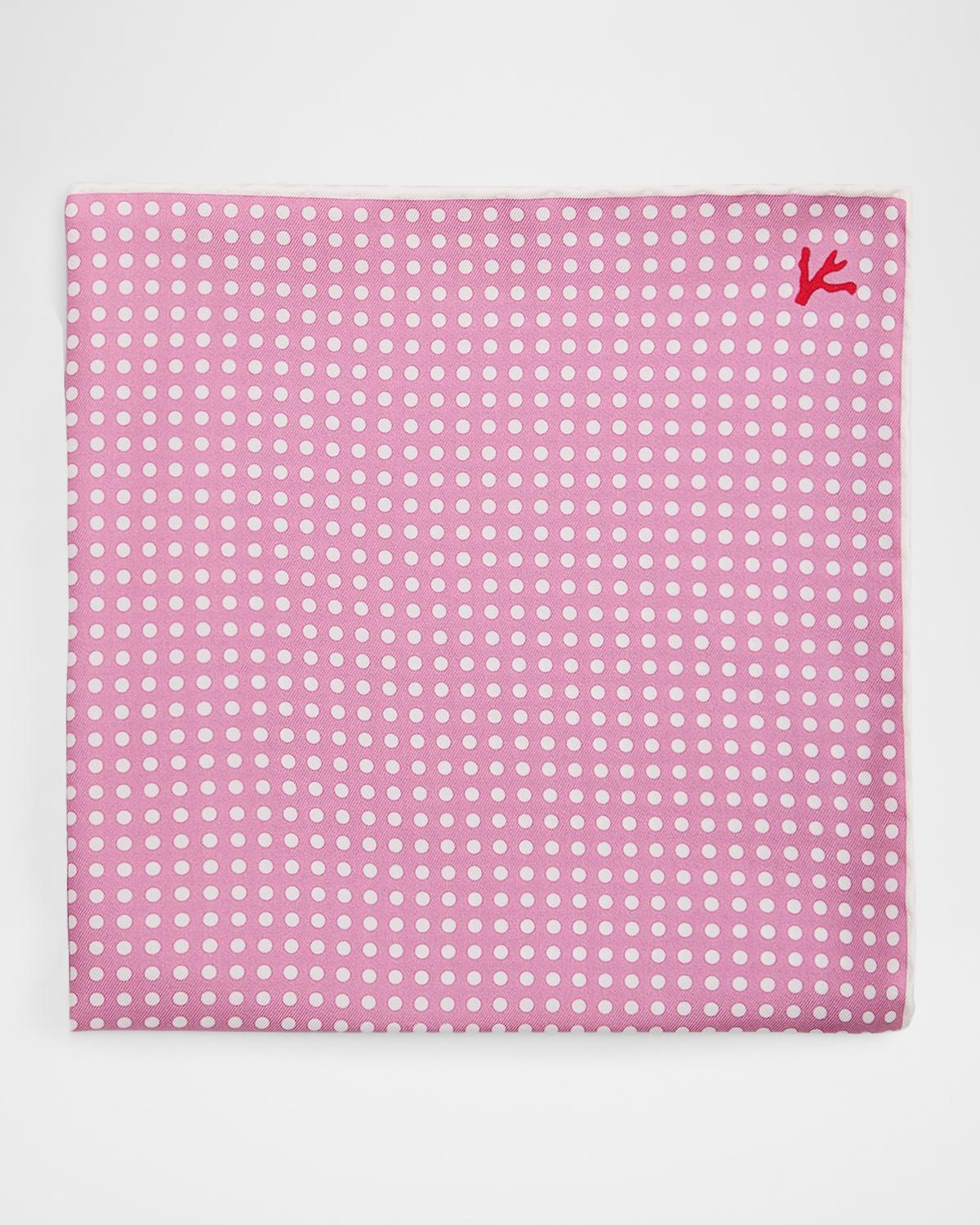 Isaia Men's Polka Dot Silk Pocket Square