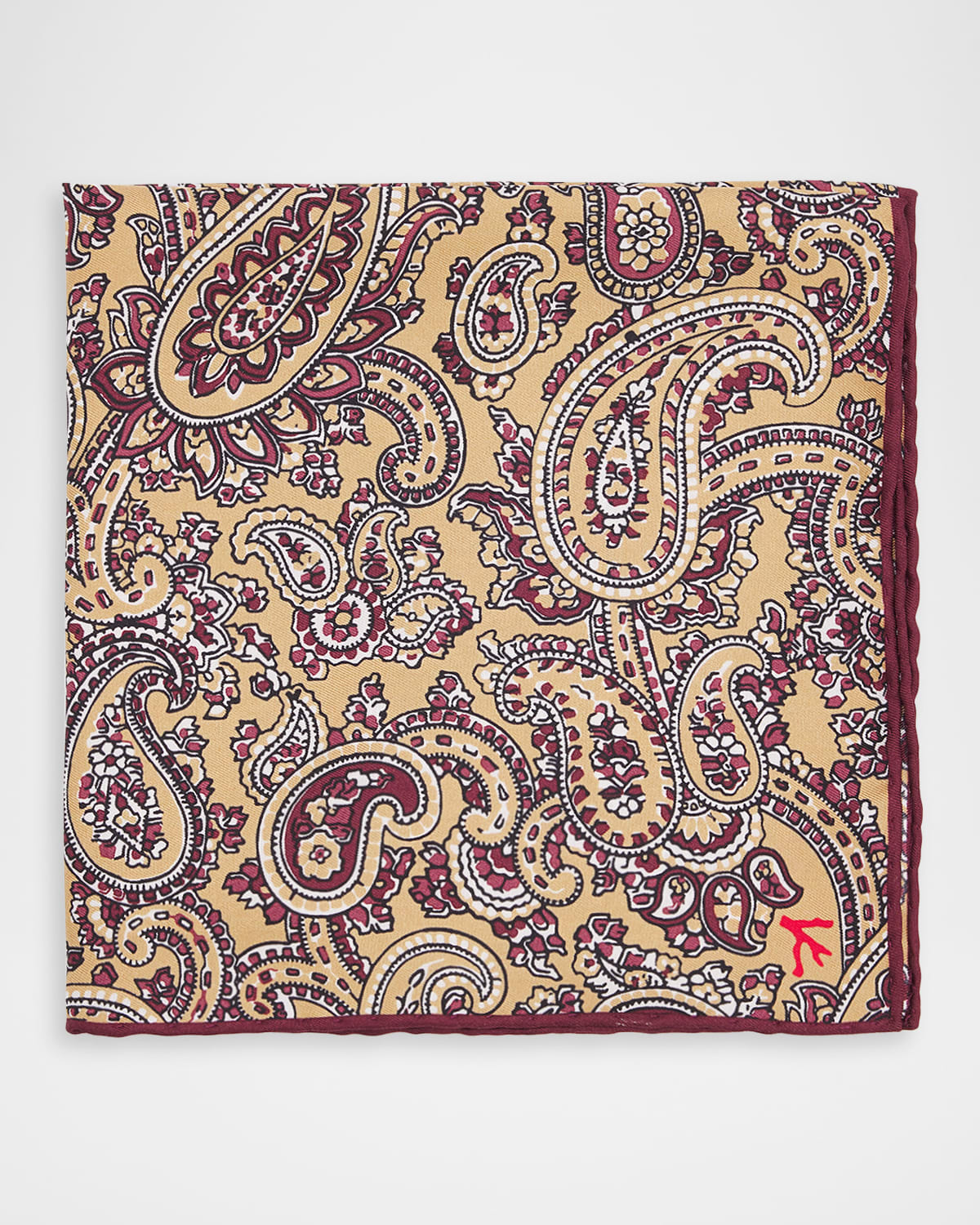 Isaia Men 's Paisley Silk Pocket Square
