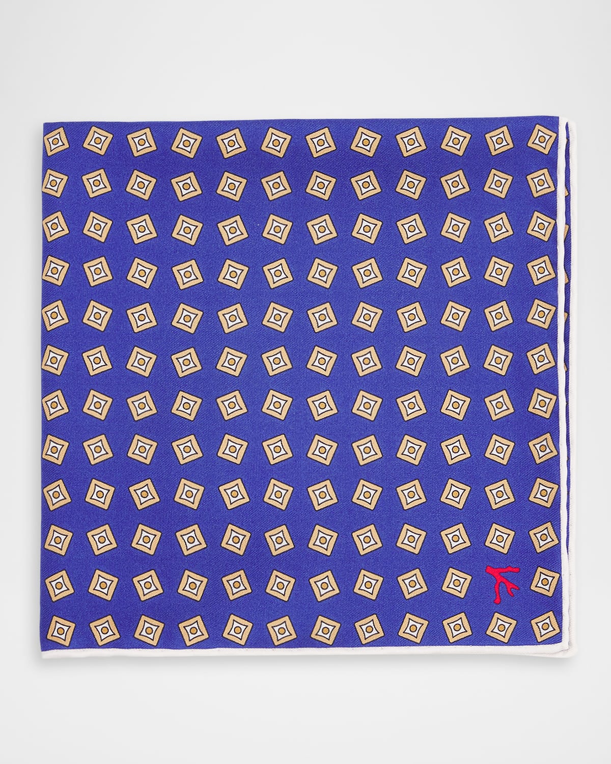 Isaia Men 's Geometric Silk Pocket Square