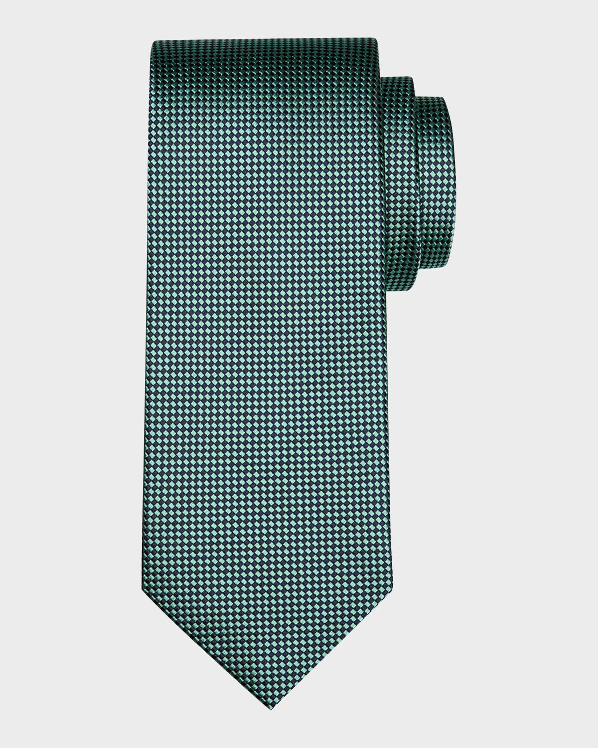 Isaia Men's Micro-Check Silk Tie