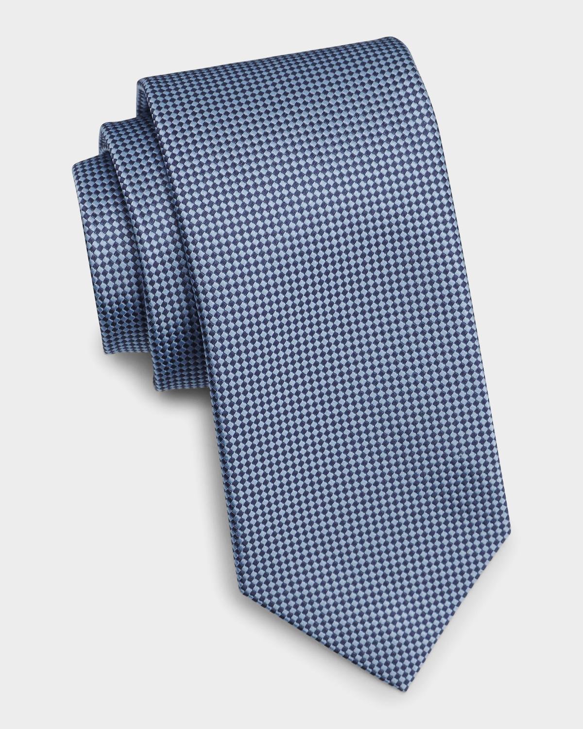 Isaia Men's Micro-Check Silk Tie