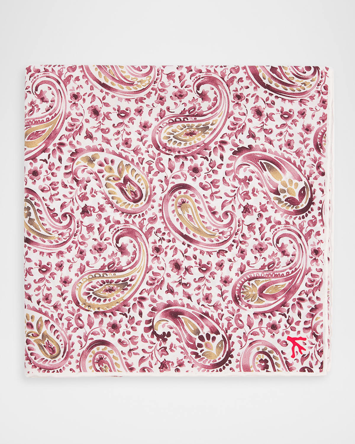 Isaia Men 's Paisley Silk Pocket Square