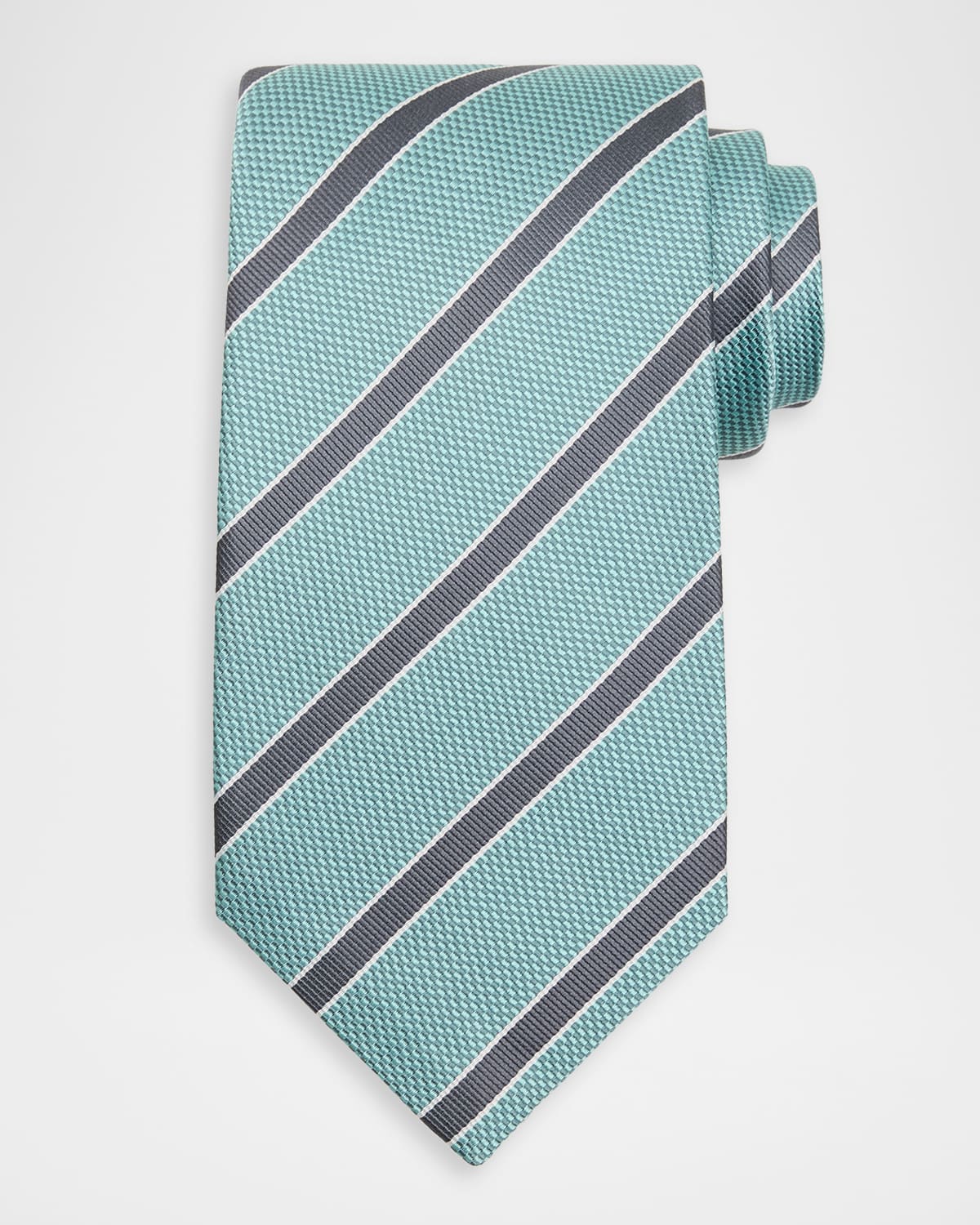 Isaia Men 's Diagonal Stripe Silk Tie | Thumbnail 4 Isaia Men 's Diagonal Stripe Silk Tie | Thumbnail 4