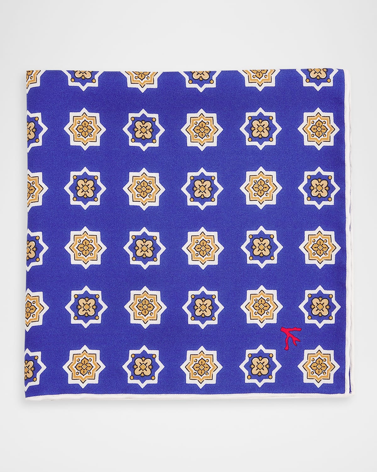 Isaia Men 's Medallion Silk Pocket Square