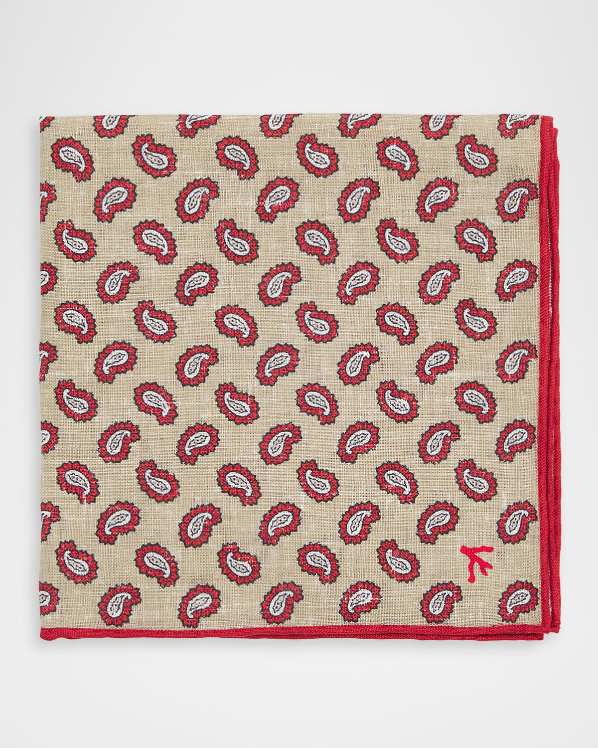 Isaia Men 's Paisley Silk Pocket Square