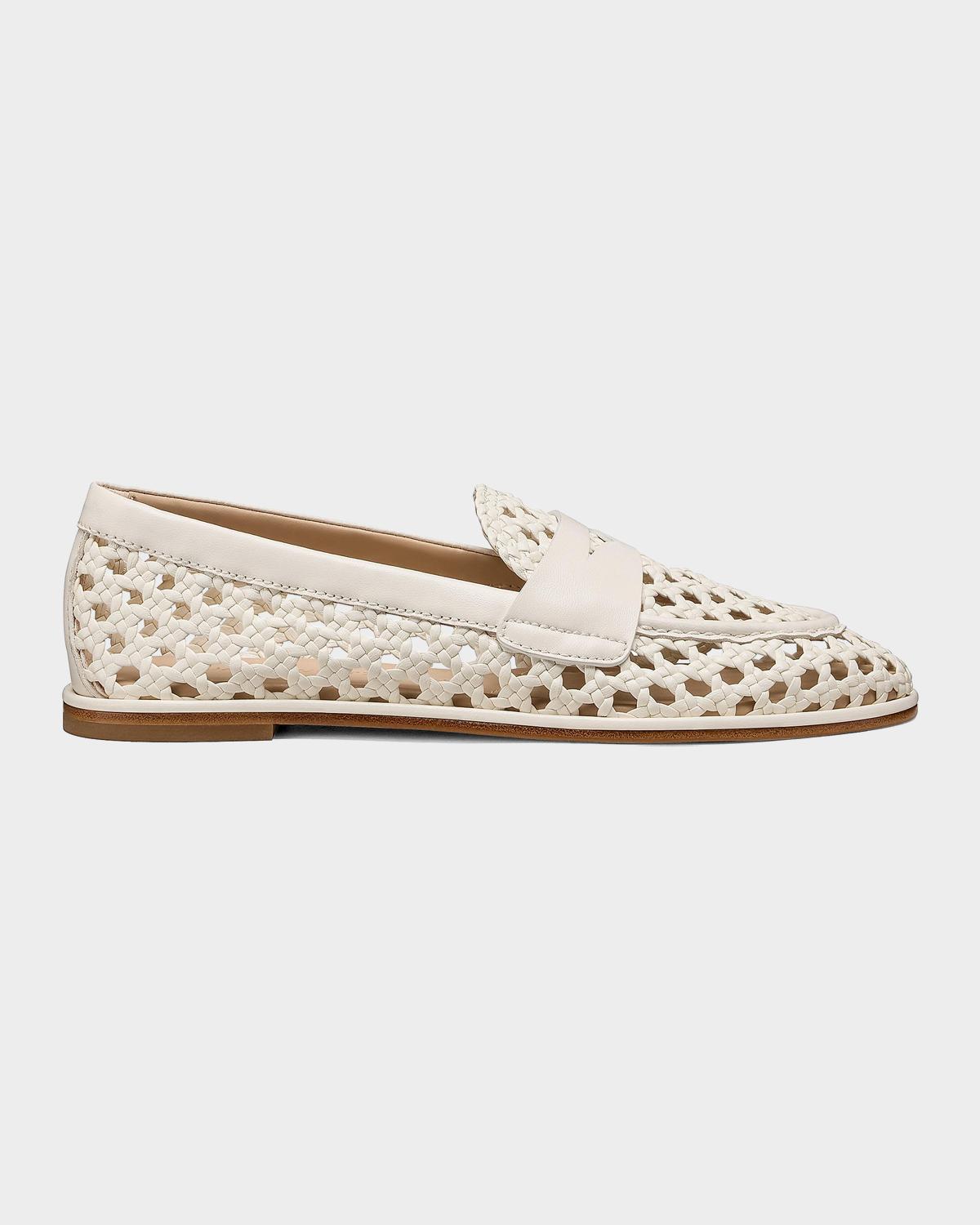Stuart Weitzman Spencer Woven Leather Penny Loafers