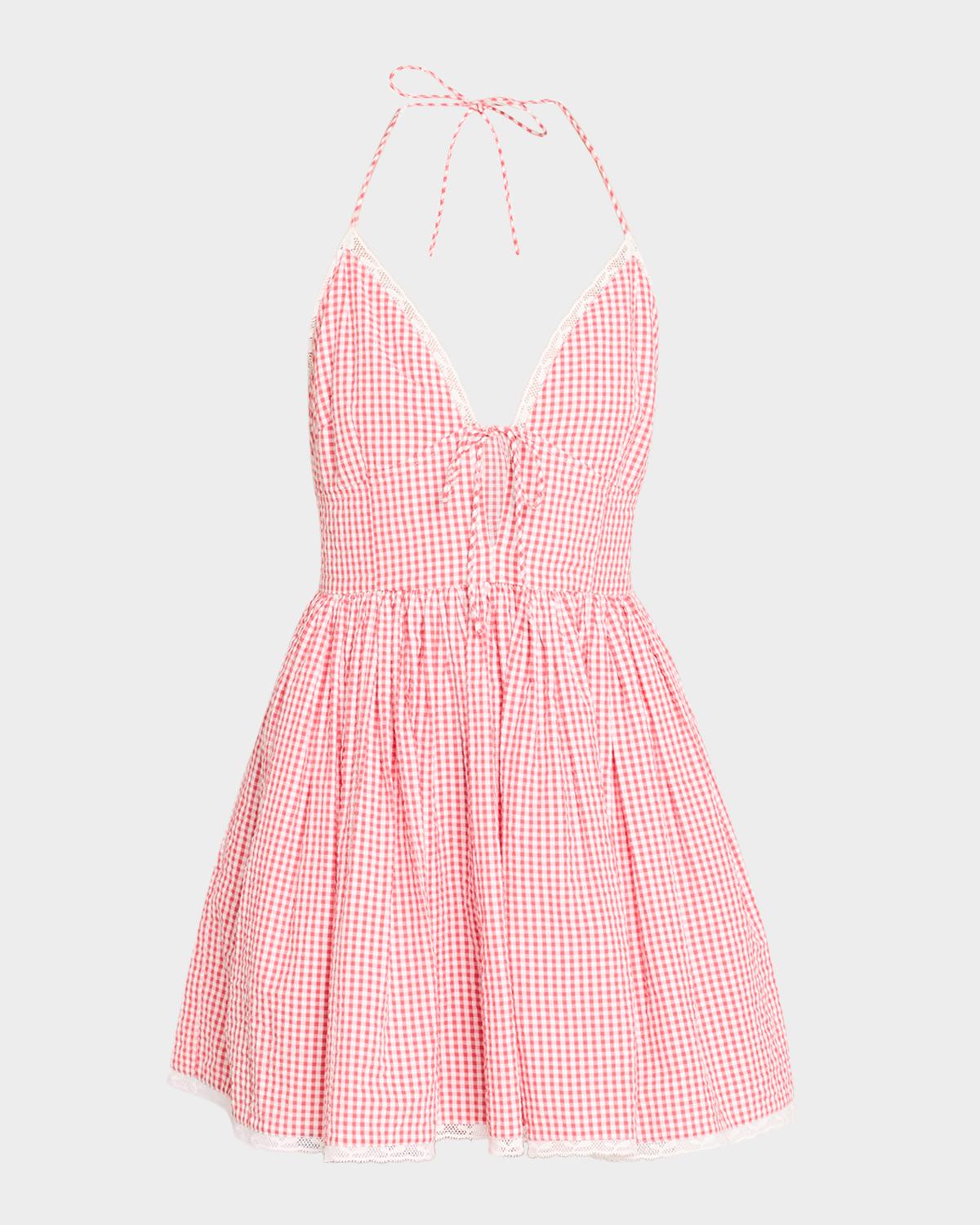 LoveShackFancy Khloe Gingham Cotton Minidress