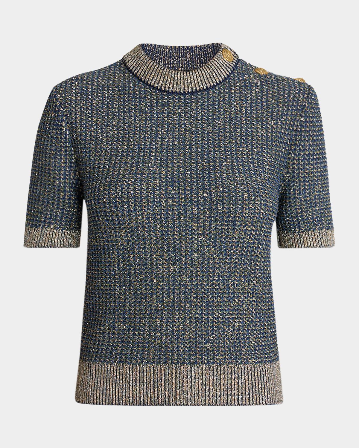 Balmain Glittered Tweed Knit Top