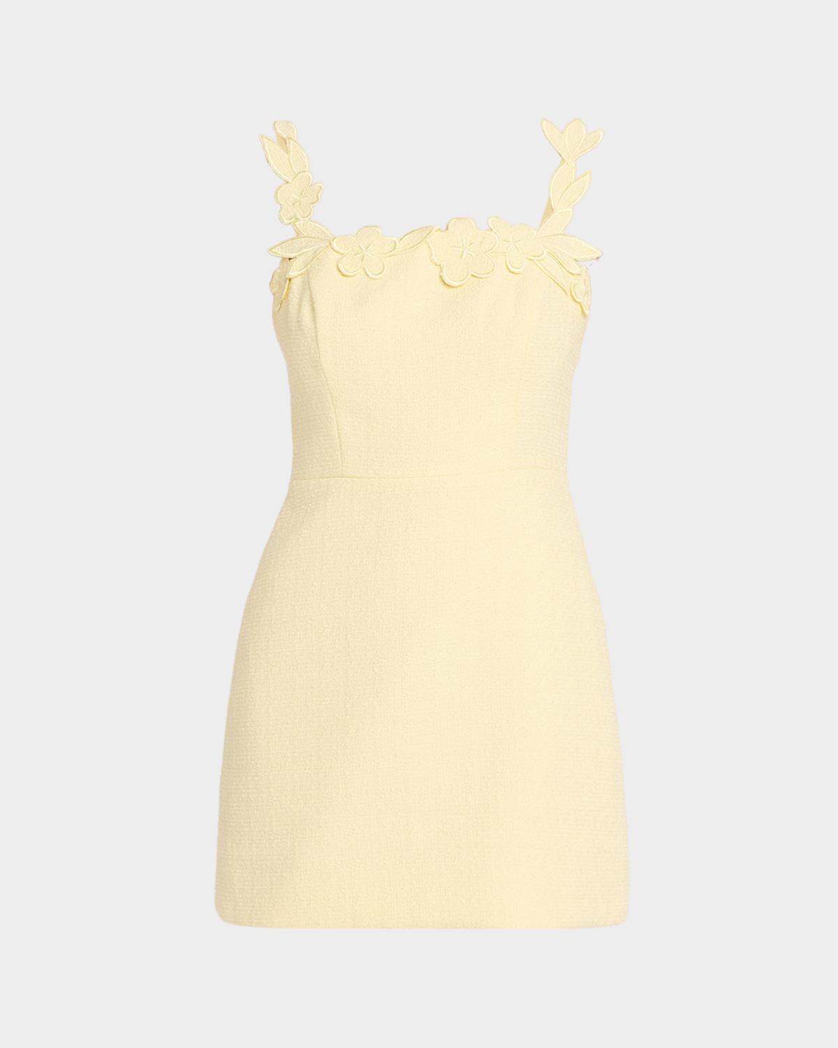 As It May Ilyth Floral Applique Tweed Mini Dress