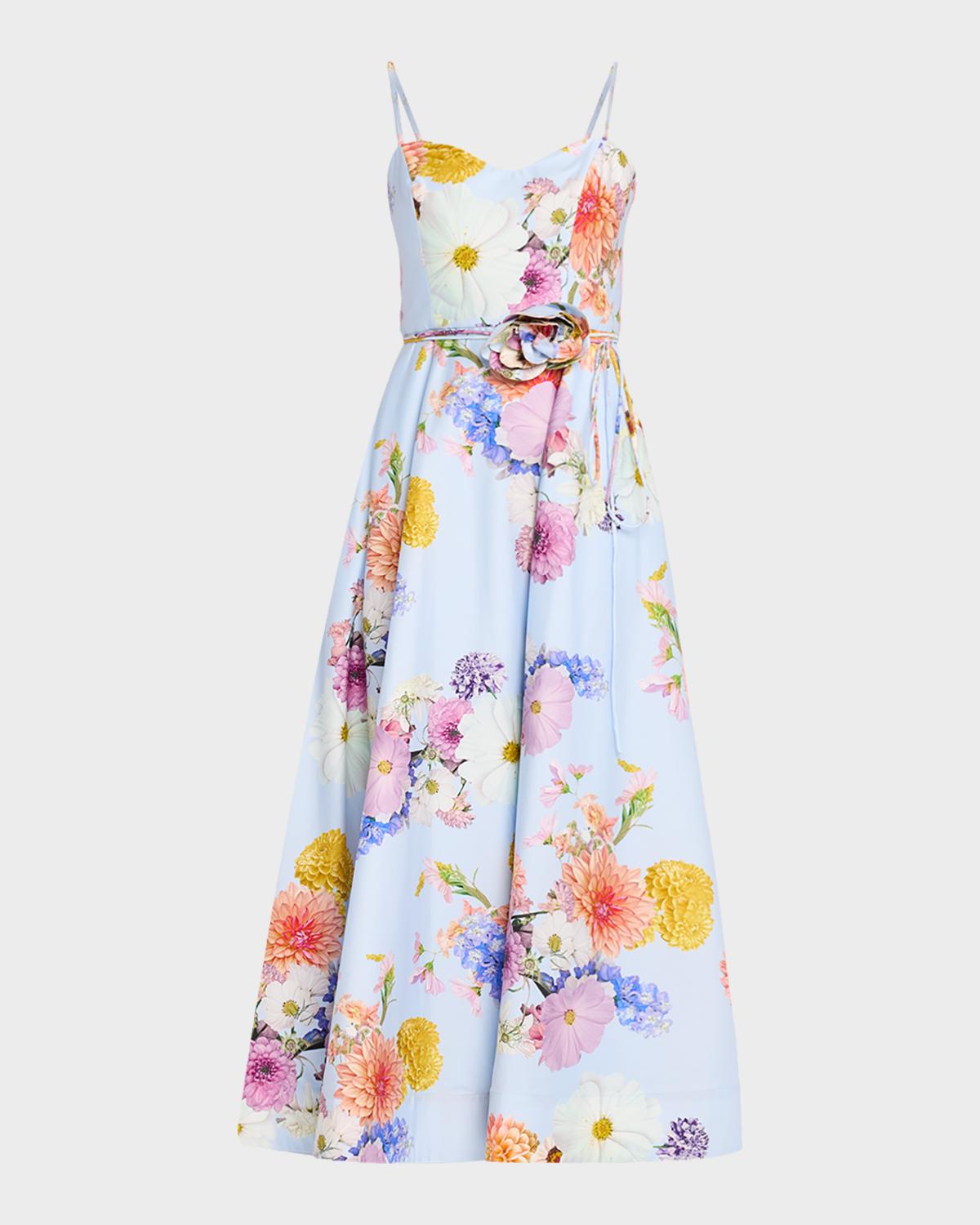 As It May Eirene Floral-Print Sweetheart Midi Dress