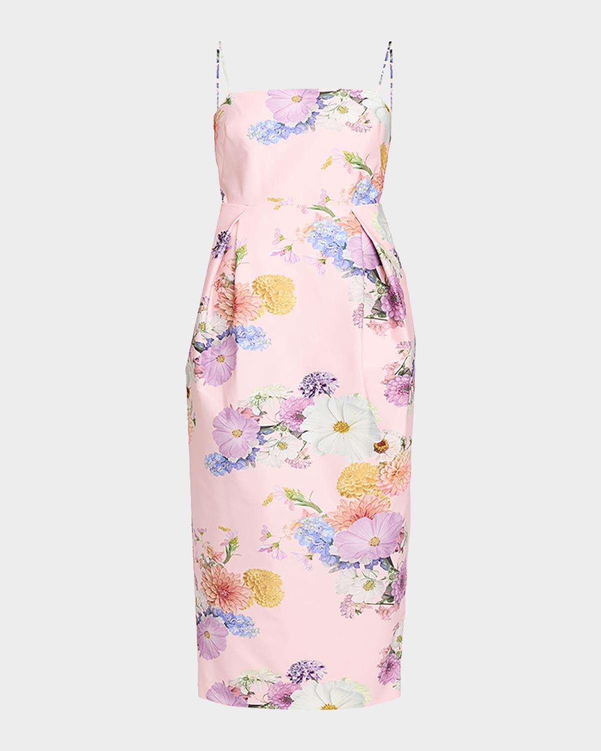 As It May Teva Pleated Floral-Print Midi Dress