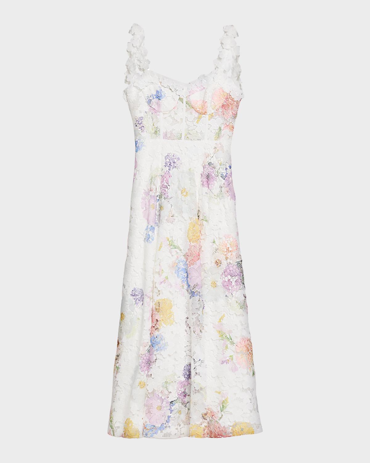 As It May Aveline Floral Lace Sweetheart Midi Dress