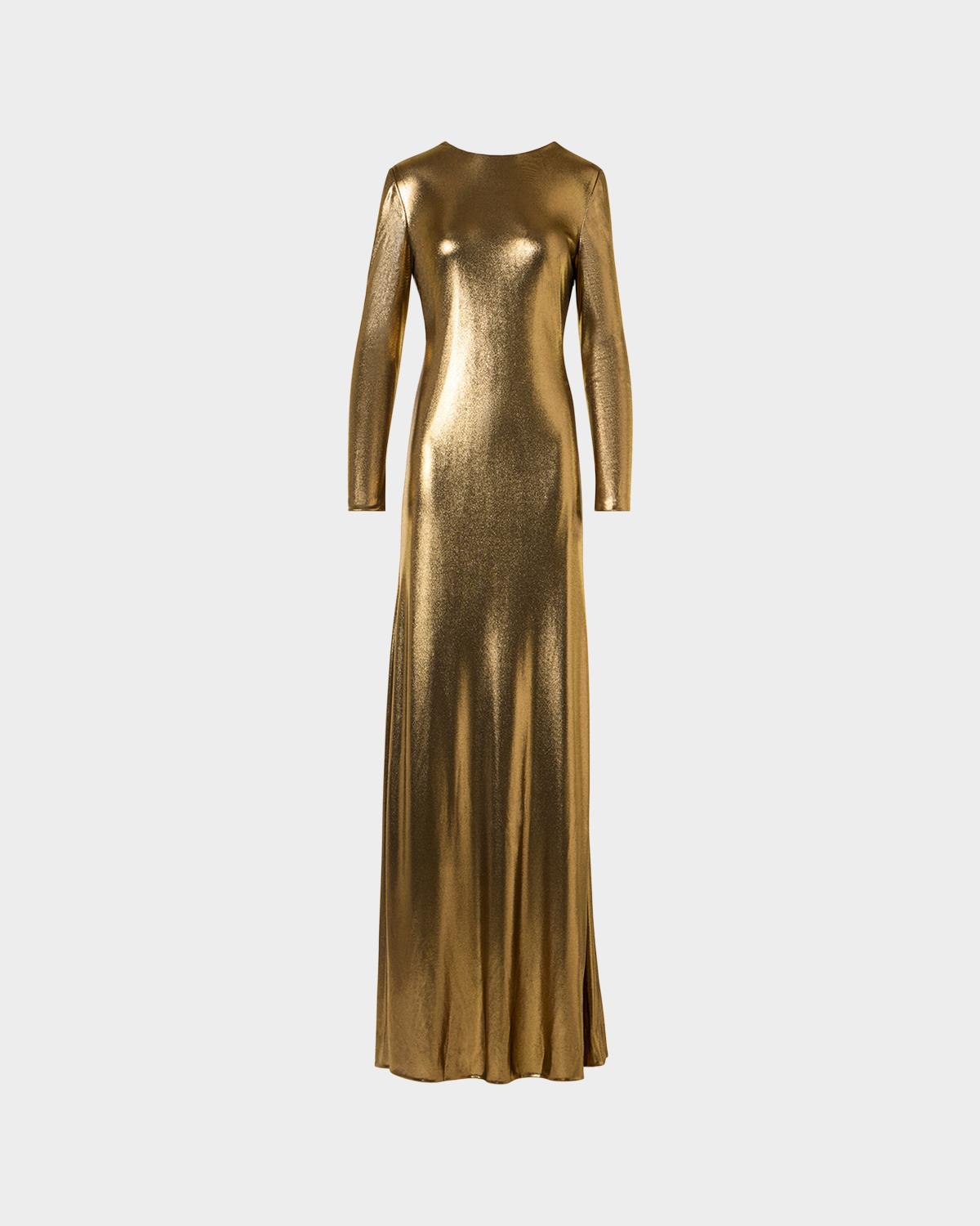 Akris Lurex Viscose Long-Sleeve Gown