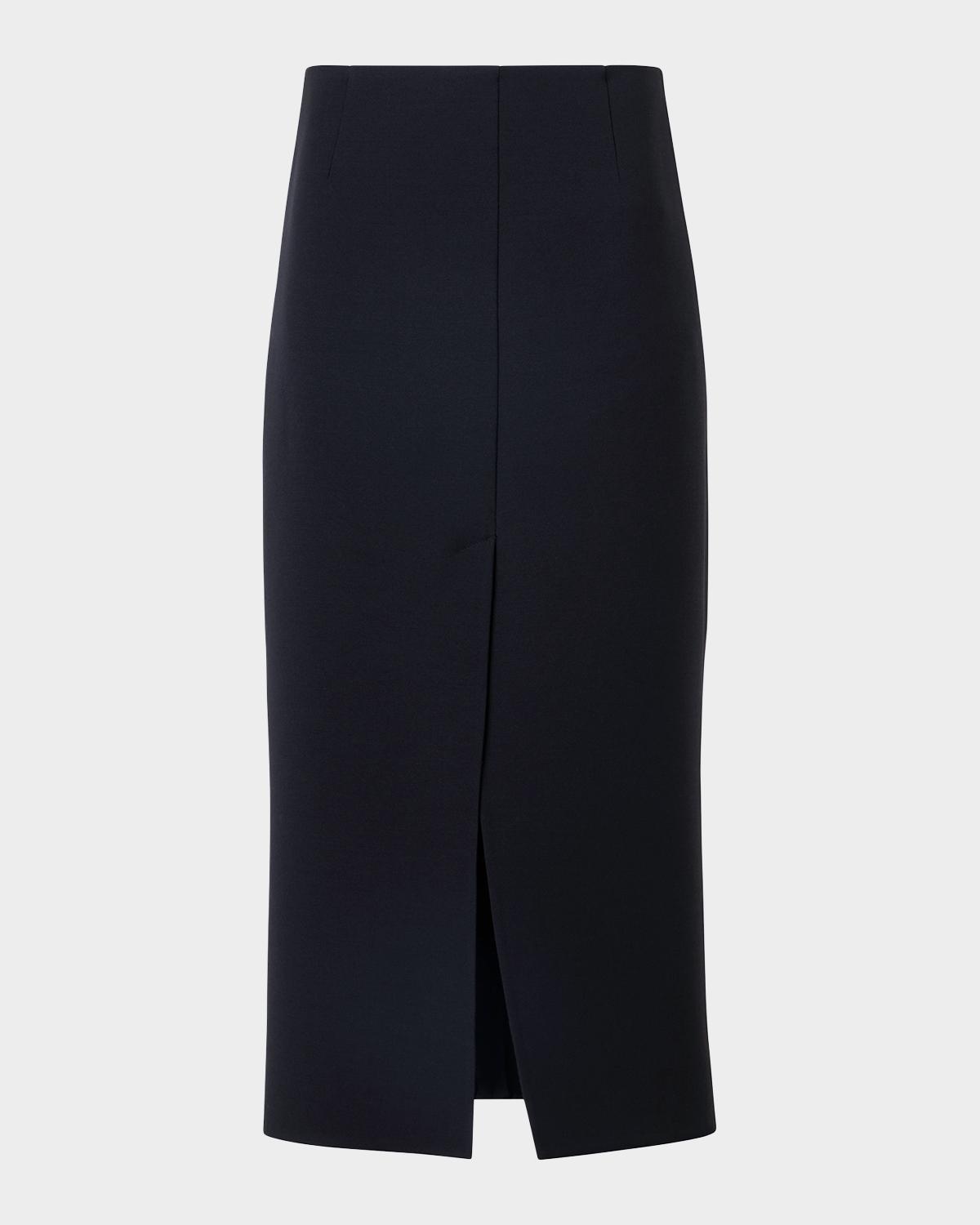 Akris Wool Double-Face Slit Midi Pencil Skirt