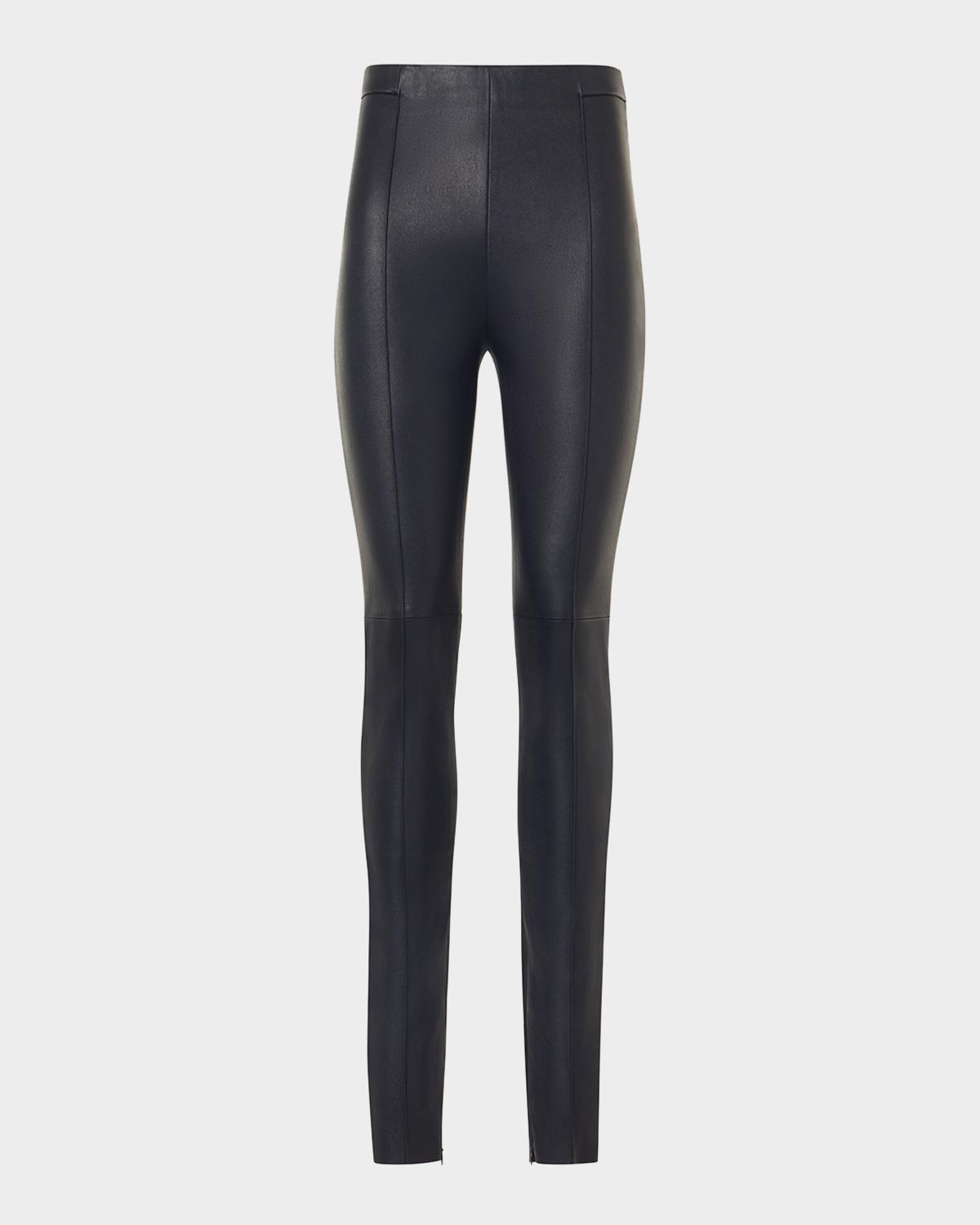 Akris Flame Leather Skinny-Leg Ankle Pants