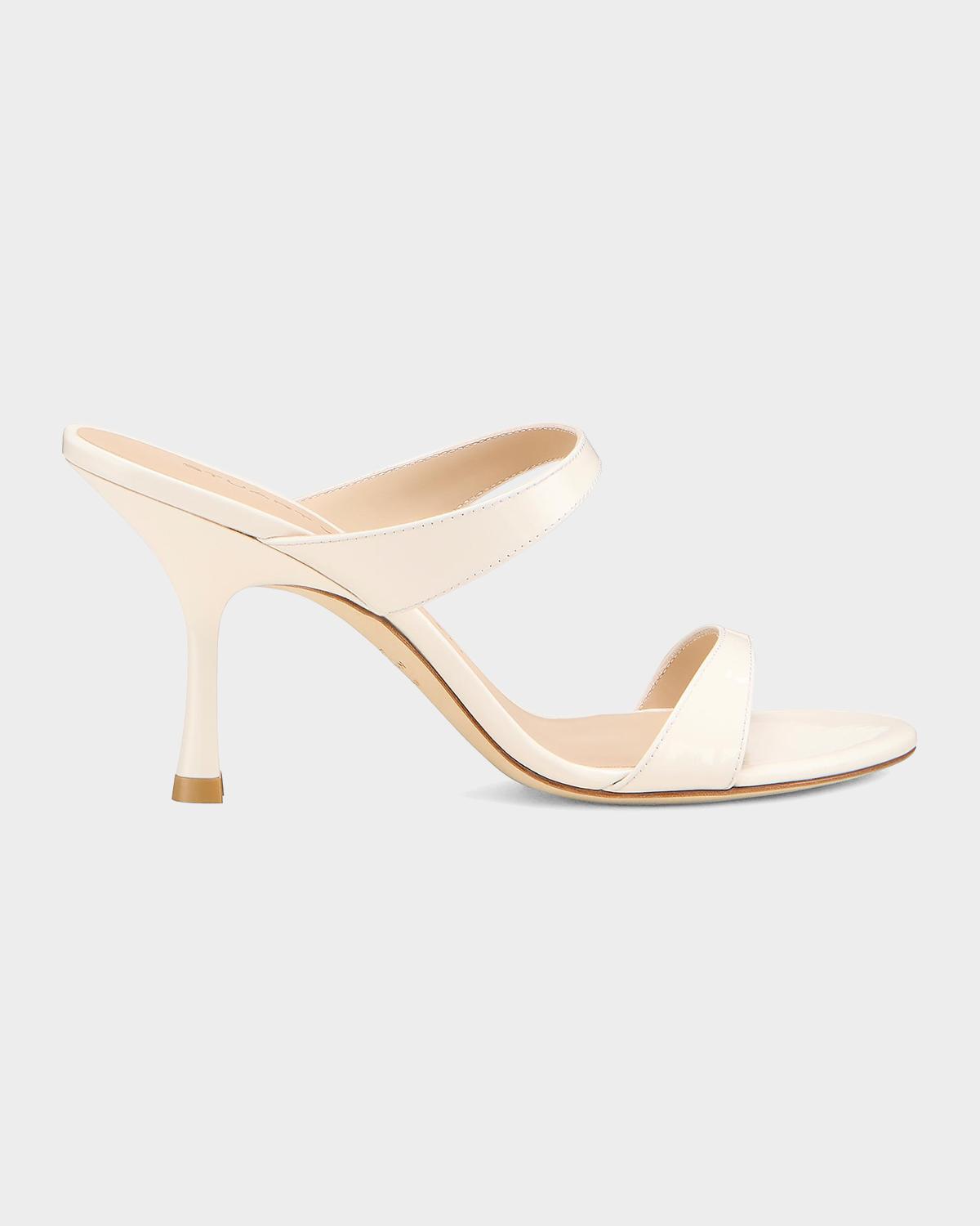 Stuart Weitzman 85mm Nudist Patent Leather Dual-Strap Sandals