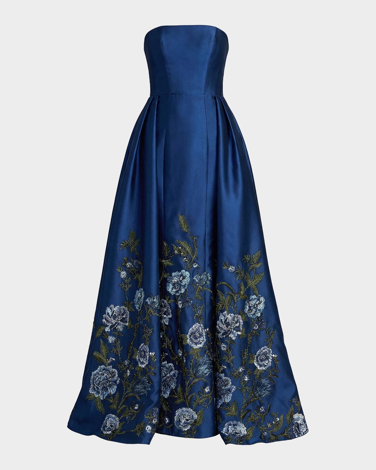 Mac Duggal Embroidered Mikado Strapless Gown