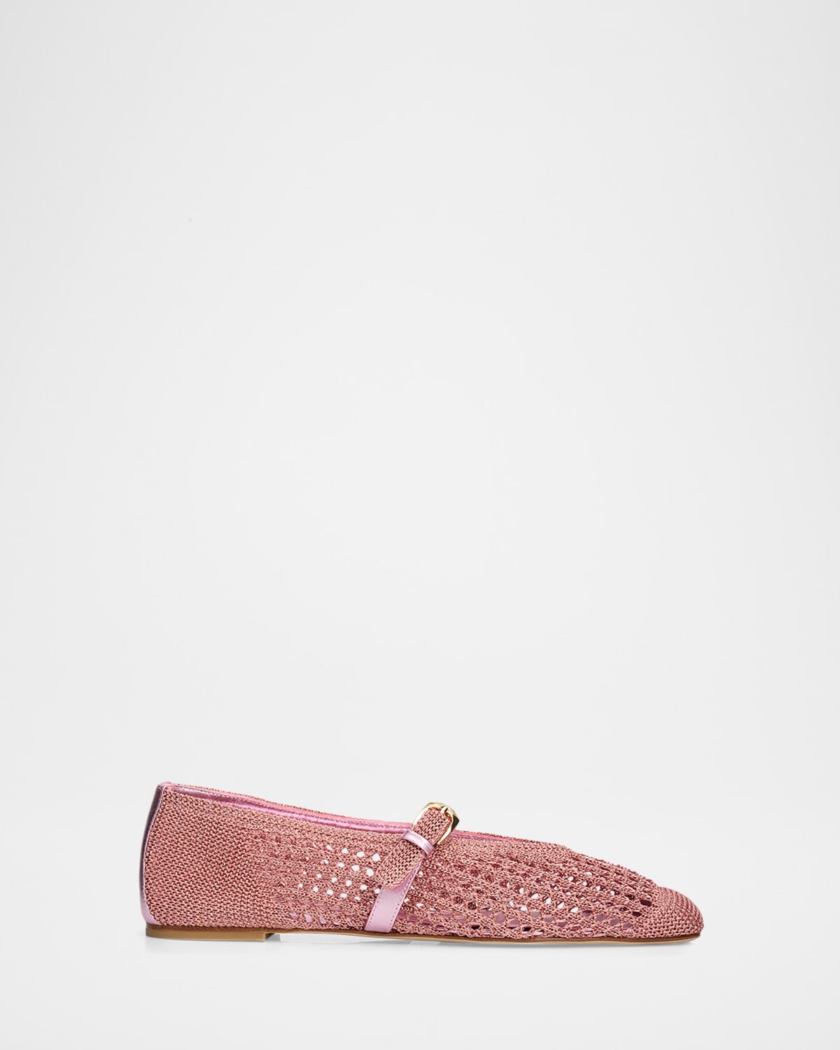 Stuart Weitzman Leora Crochet Mary Jane Ballerina Flats In Soft Rose-