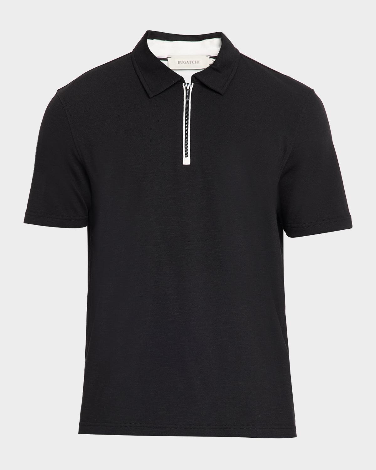 Bugatchi Men's Quarter-Zip Melange Performance Knit Polo Shirt