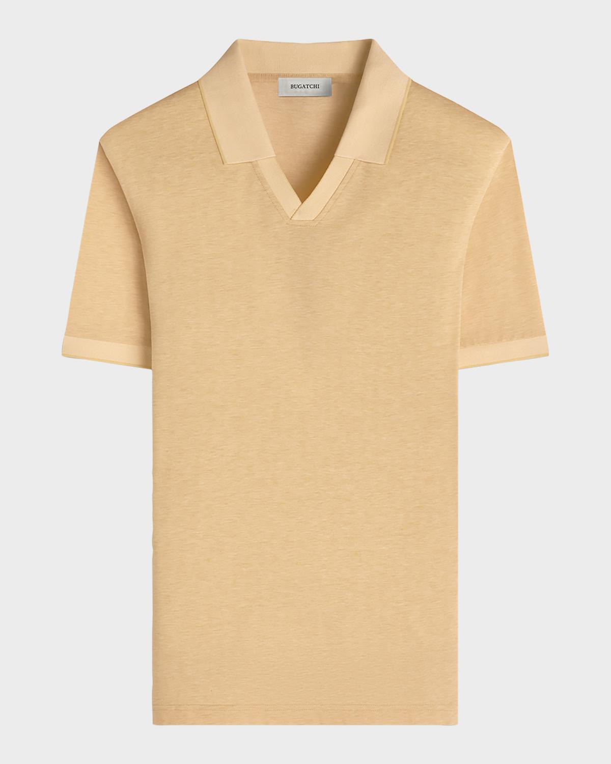 Bugatchi Men's Performance Micro-Herringbone Johnny Collar Polo Shirt