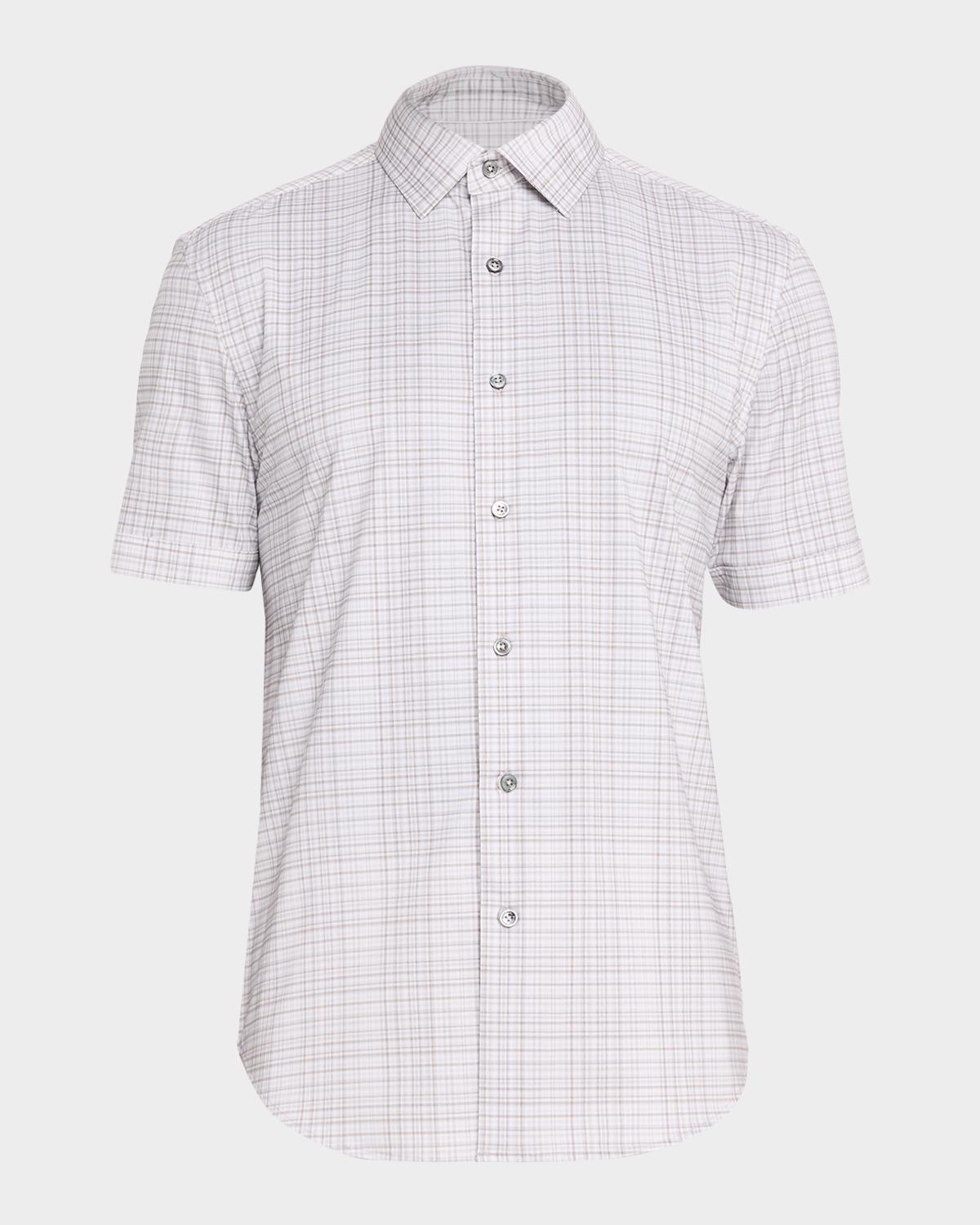Bugatchi Men's Miles OoohCotton Plaid Short-Sleeve Shirt