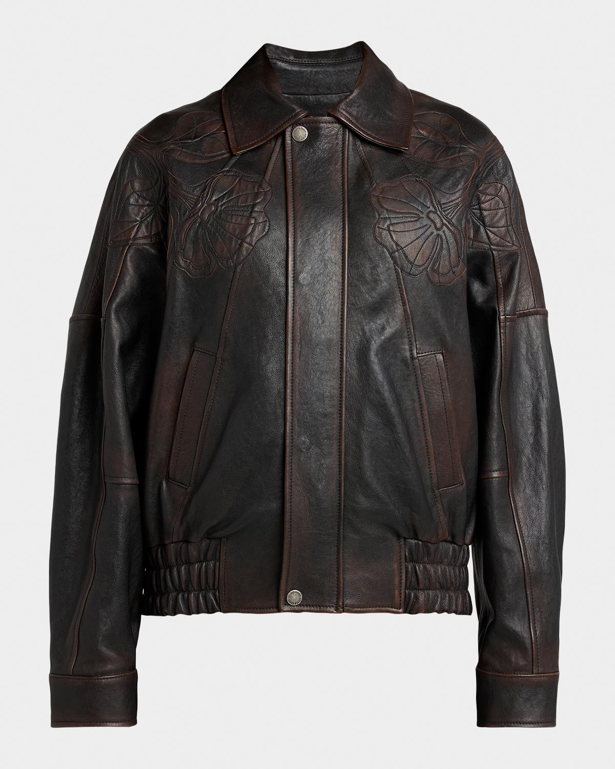 Golden Goose Journey Embroidered Nappa Leather Bomber Jacket