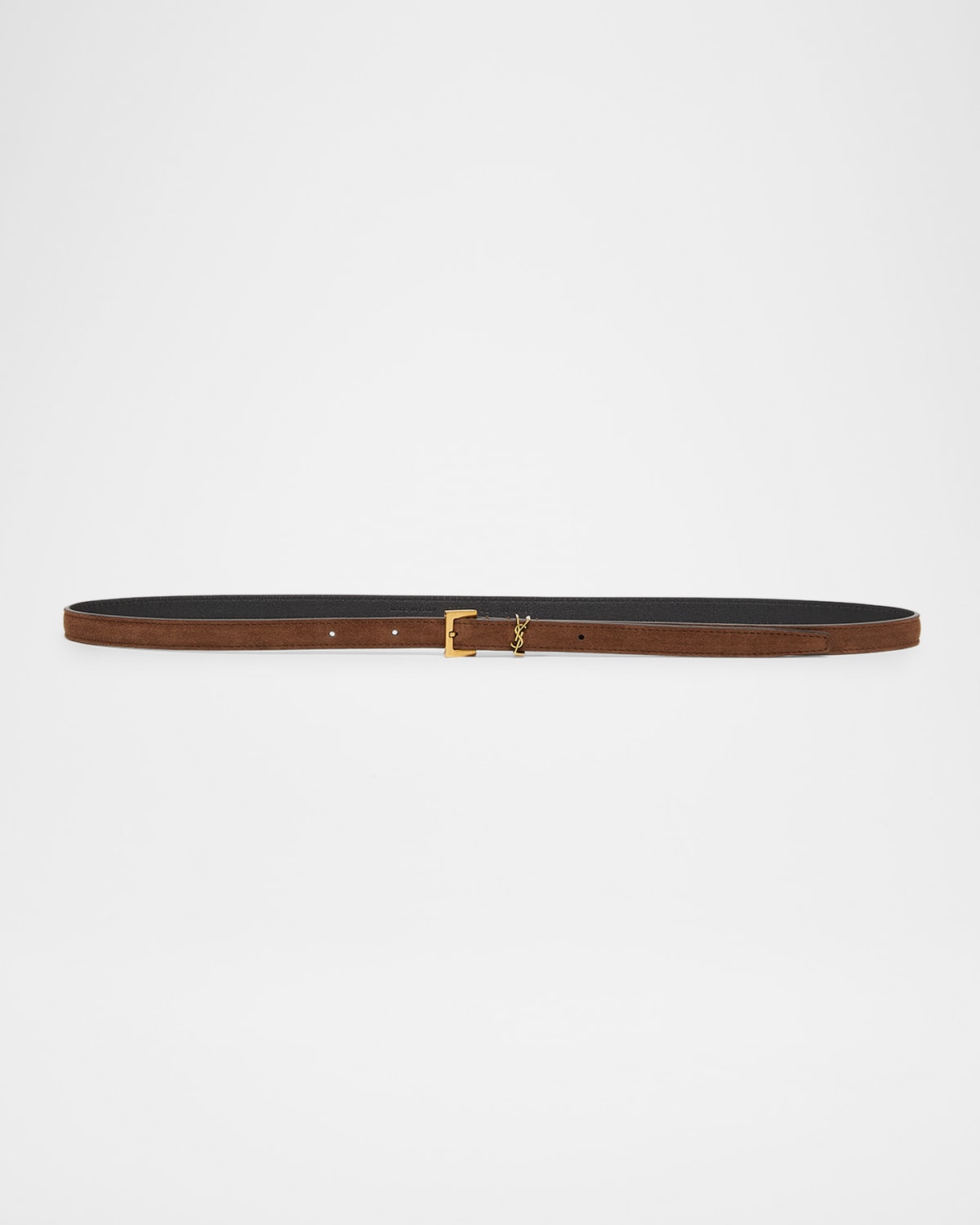 Saint Laurent Cassandre Thin Suede Belt