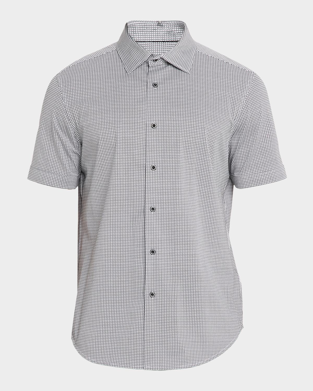 Bugatchi Men's Miles OoohCotton Geometric-Print Short-Sleeve Shirt