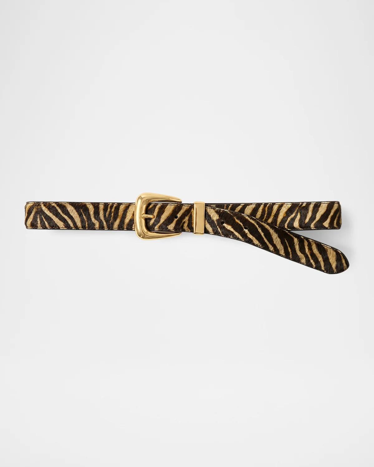 Veronica Beard Arch Ziger Calf Hair Belt In Tan Multi