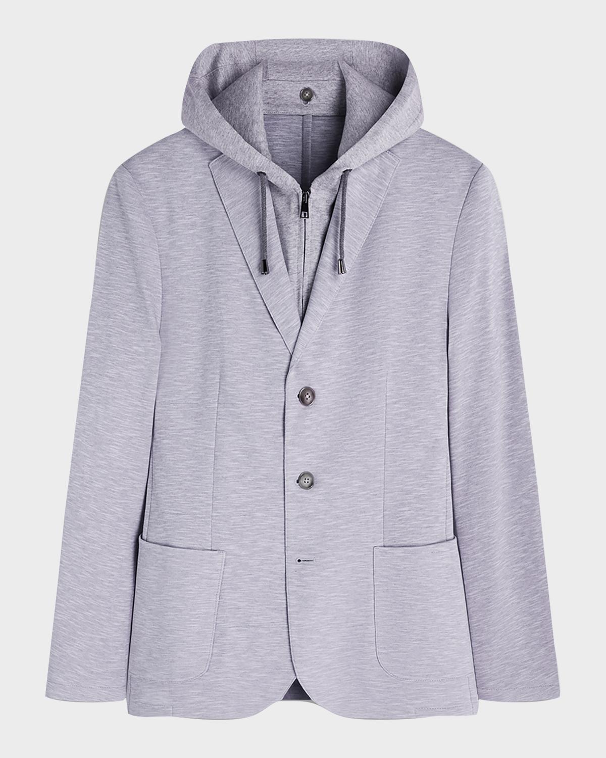 Bugatchi Men's Three-Button Blazer with Hooded Bib