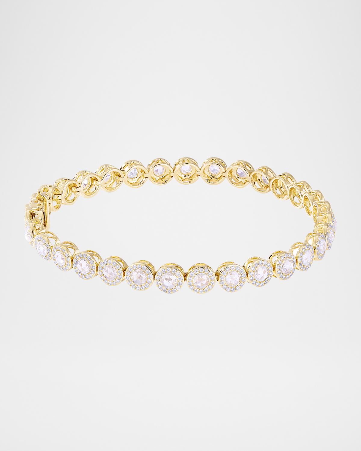 18K Yellow Gold Scallop Diamond Tennis Bracelet, 2.90tcw