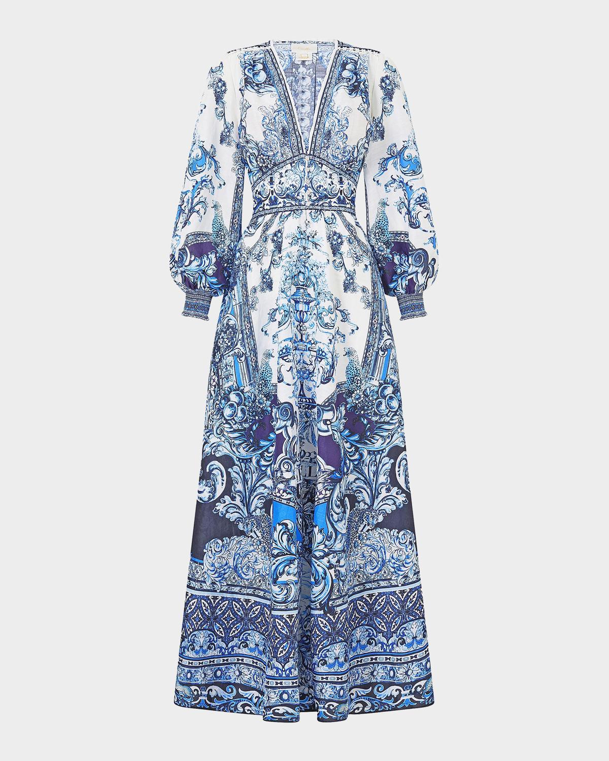 Camilla A Tiled Wonderland Printed Button-Front Maxi Dress