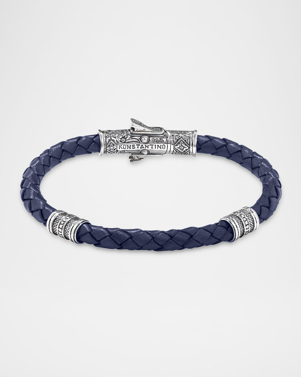 Konstantino Double Vessel Blue Leather Bracelet