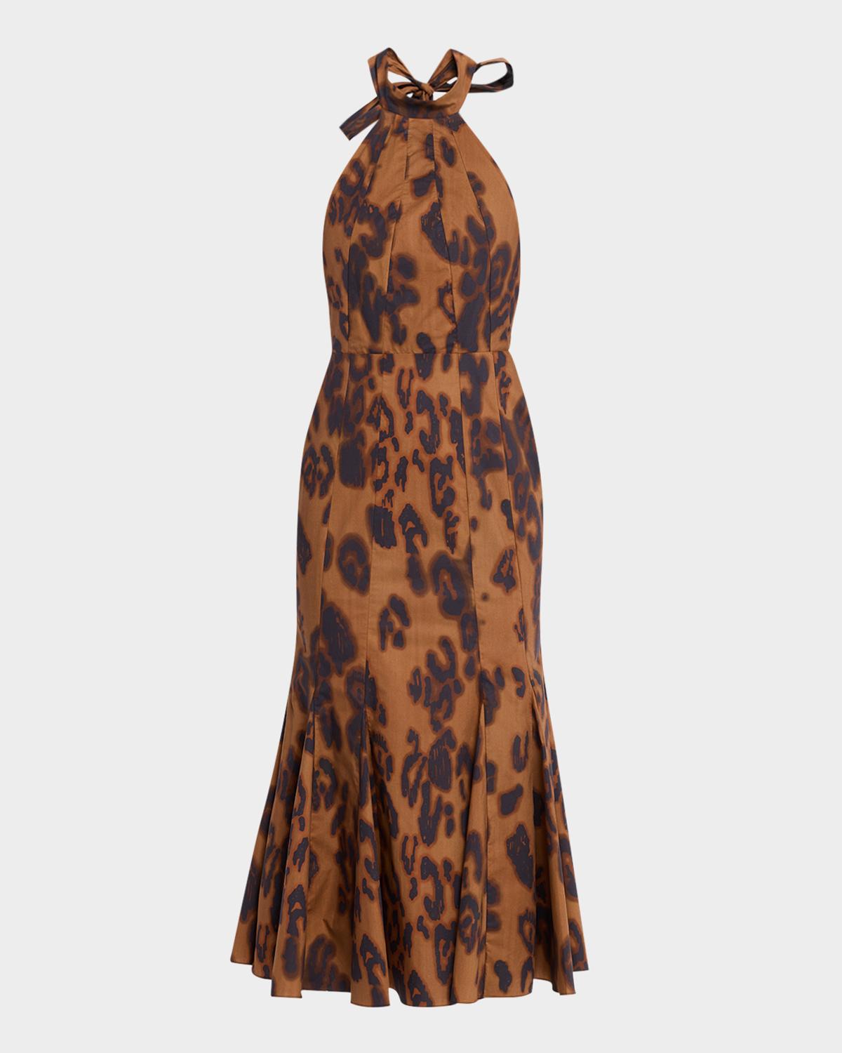 MISA Los Angeles Samara Leopard Midi Dress