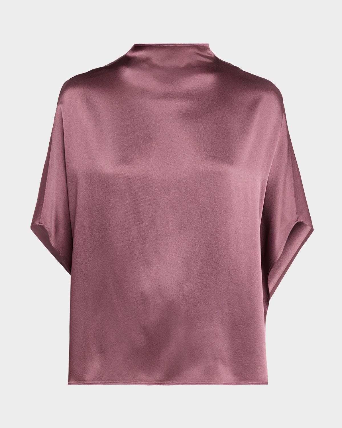 LAPOINTE Funnel-Neck Satin Cape Tee