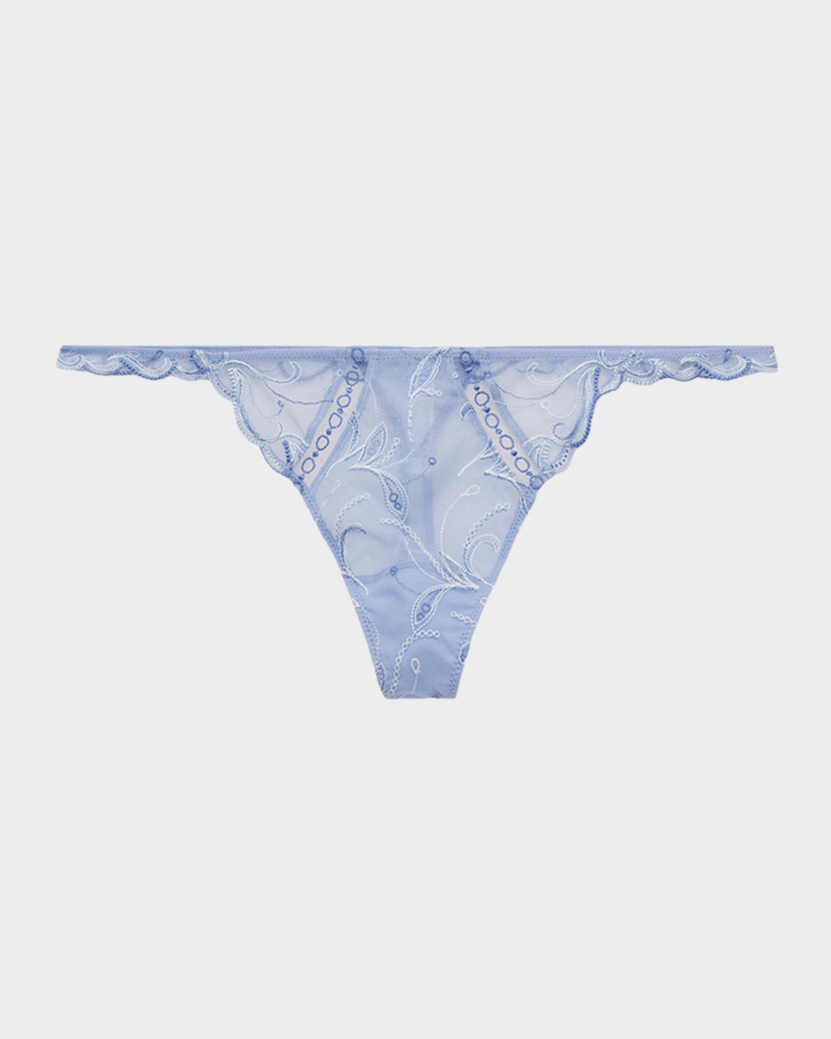 Lise Charmel Nymphe Bleue Embroidered Tulle Thong