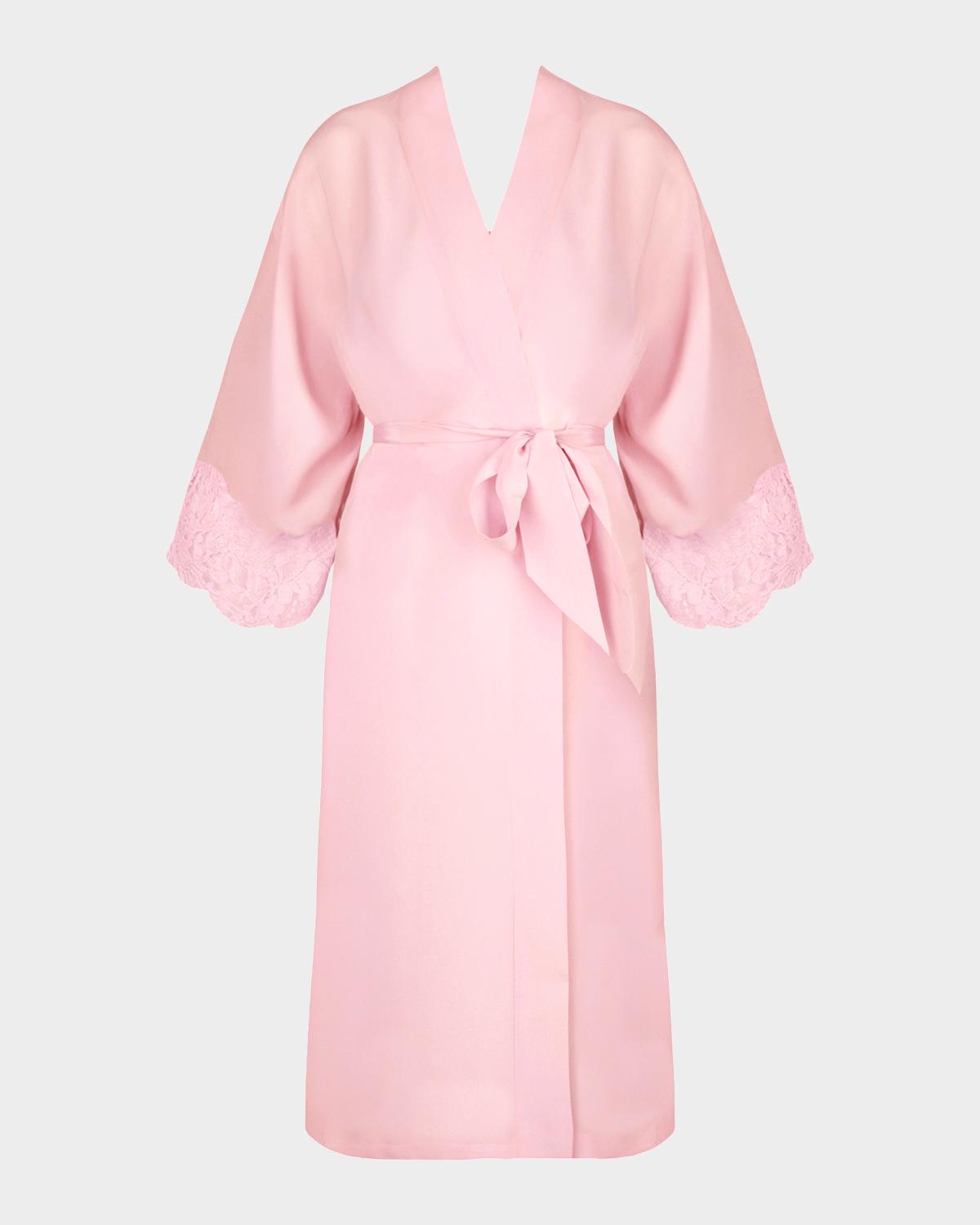 Lise Charmel Lace-Trim Silk Crepe Robe
