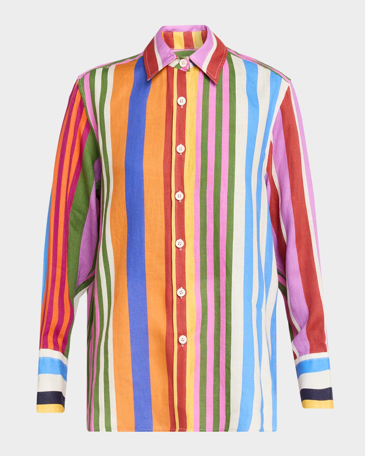 Libertine Tangier Striped Linen Button-Down Shirt