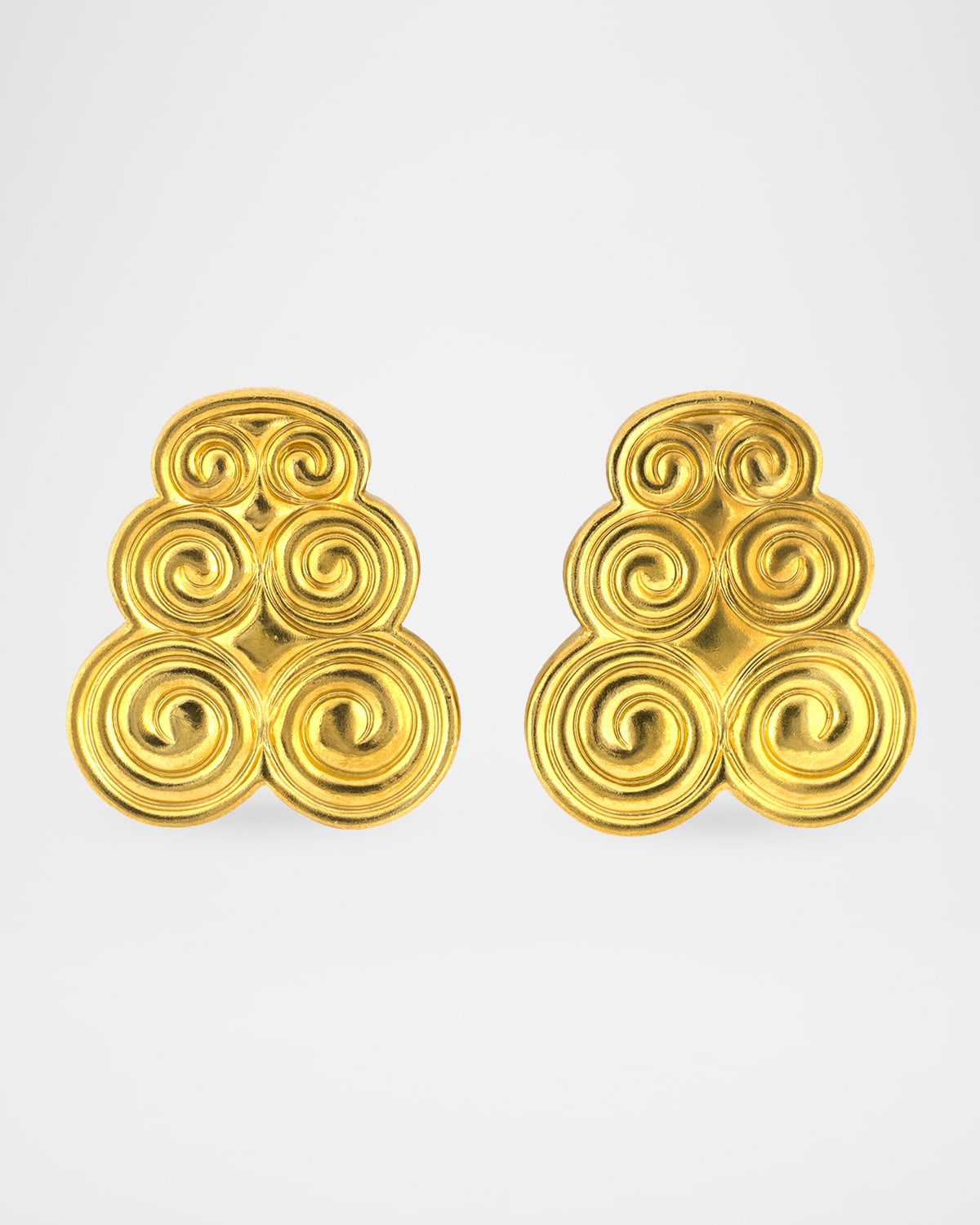 NM Estate Estate Lalaounis 18K Yellow Gold Greek Spiral Swirl Earrings