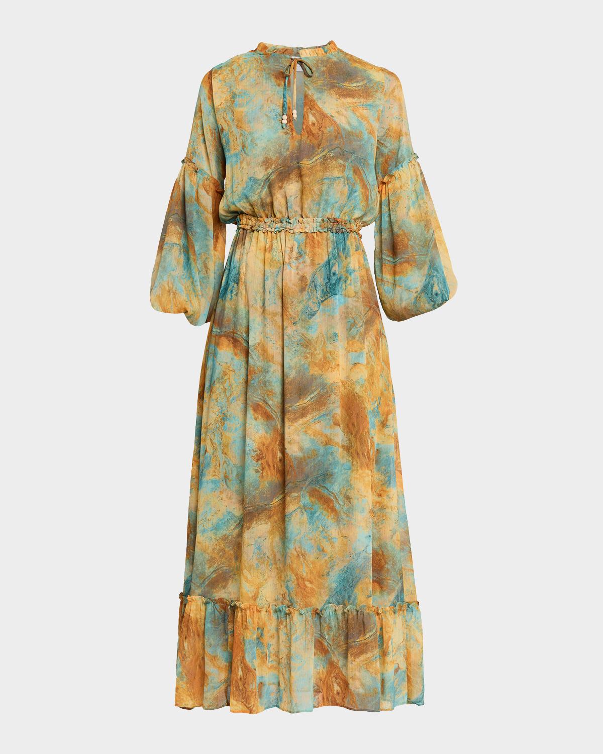 MISA Los Angeles Amata Ruffle-Trim Maxi Dress