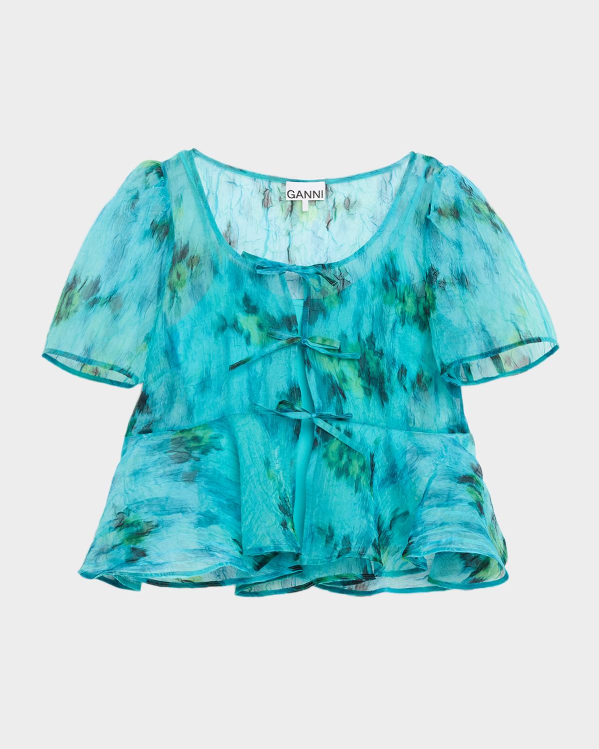 Ganni Sun-Cut Peplum Top