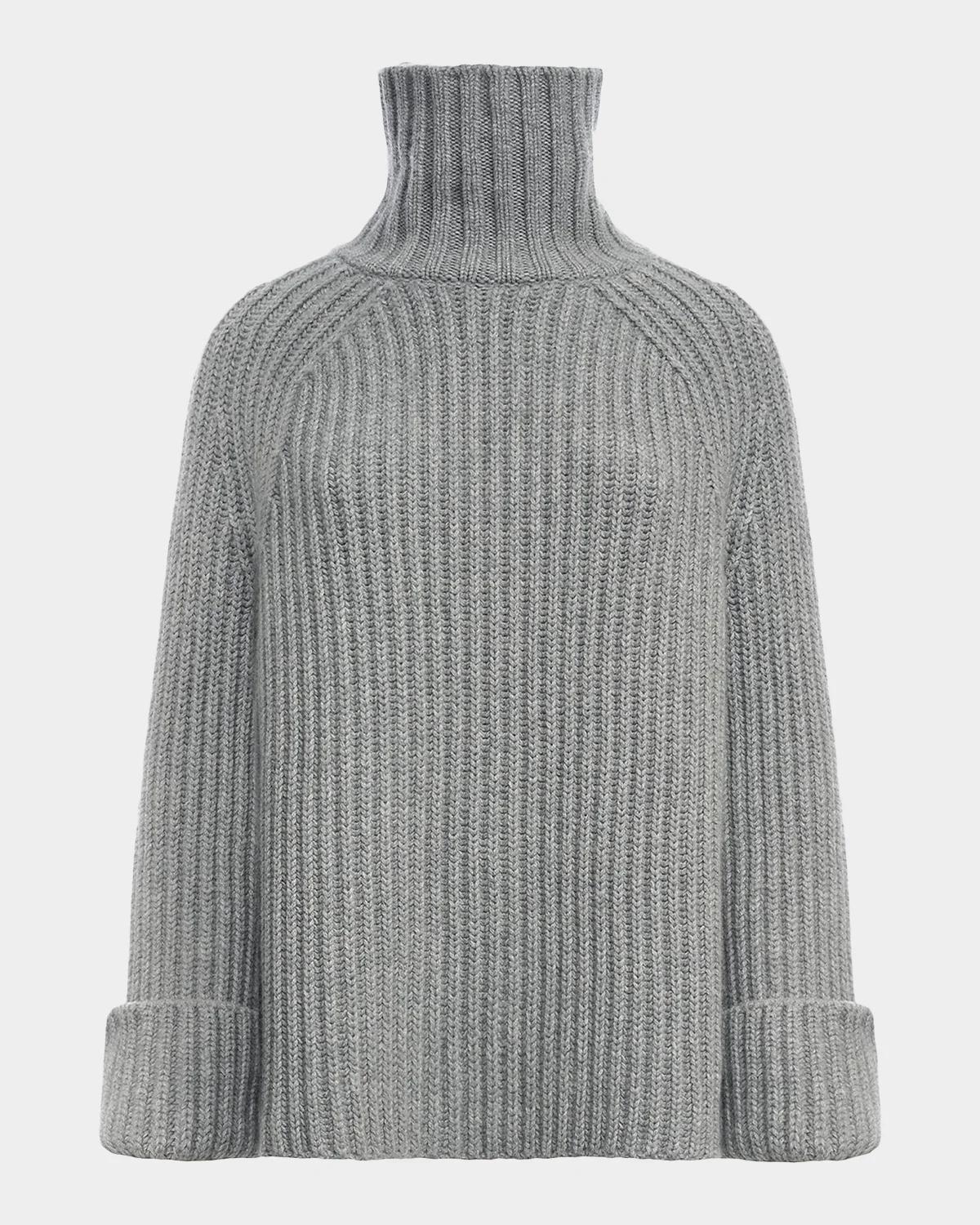 Malo Rib-Knit Cashmere Raglan Turtleneck Sweater