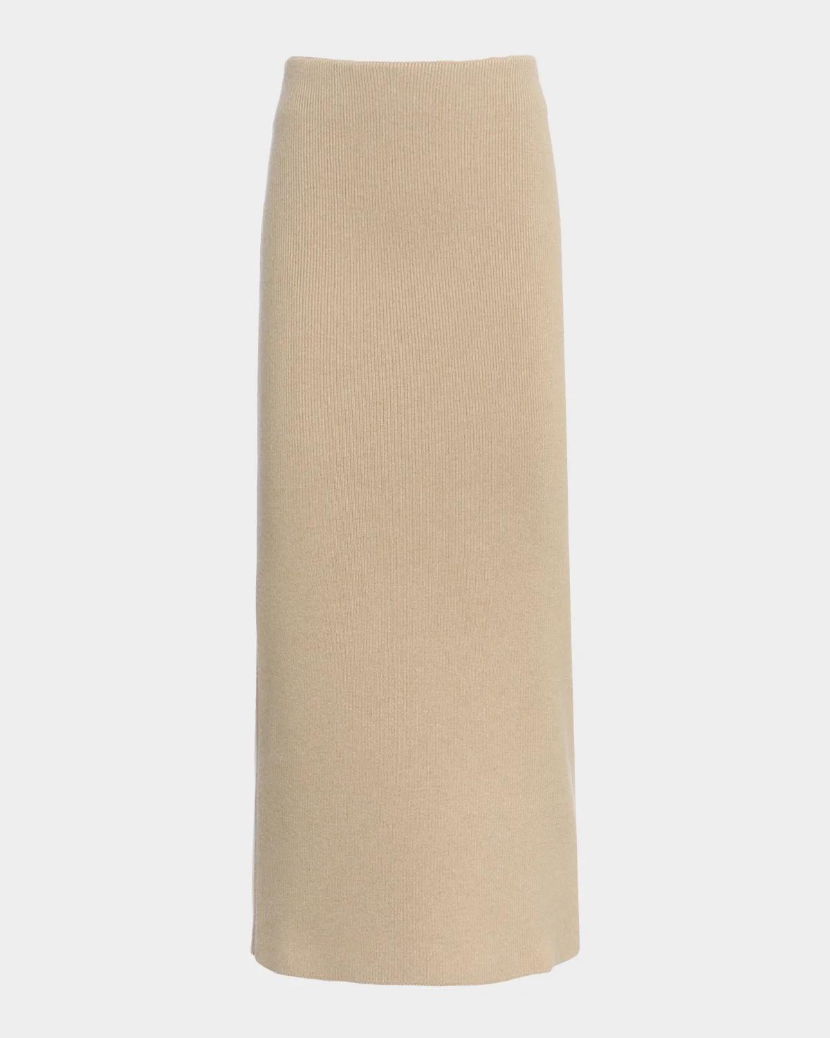 Malo Cashmere Rib Midi Skirt