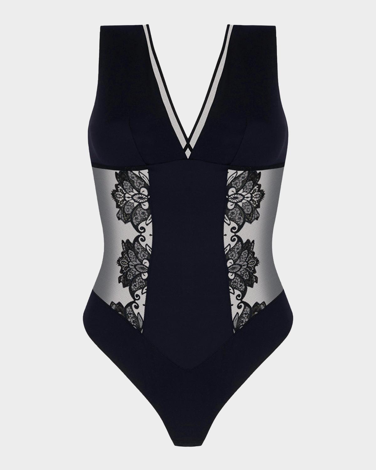Lise Charmel Diva Glamour Embroidered Tulle Bodysuit
