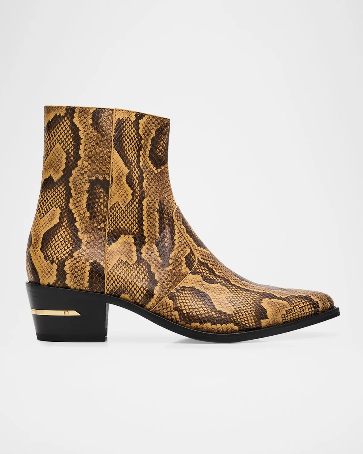 Amiri Men's Python-Embossed Leather Ankle Boots