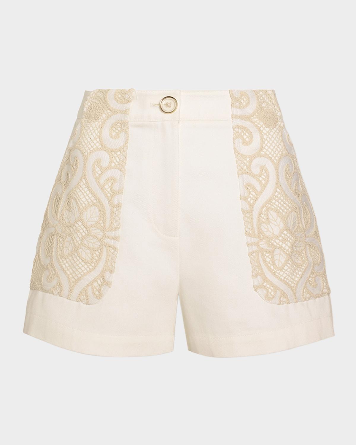 Ramy Brook Hilary Embroidered High-Rise Shorts