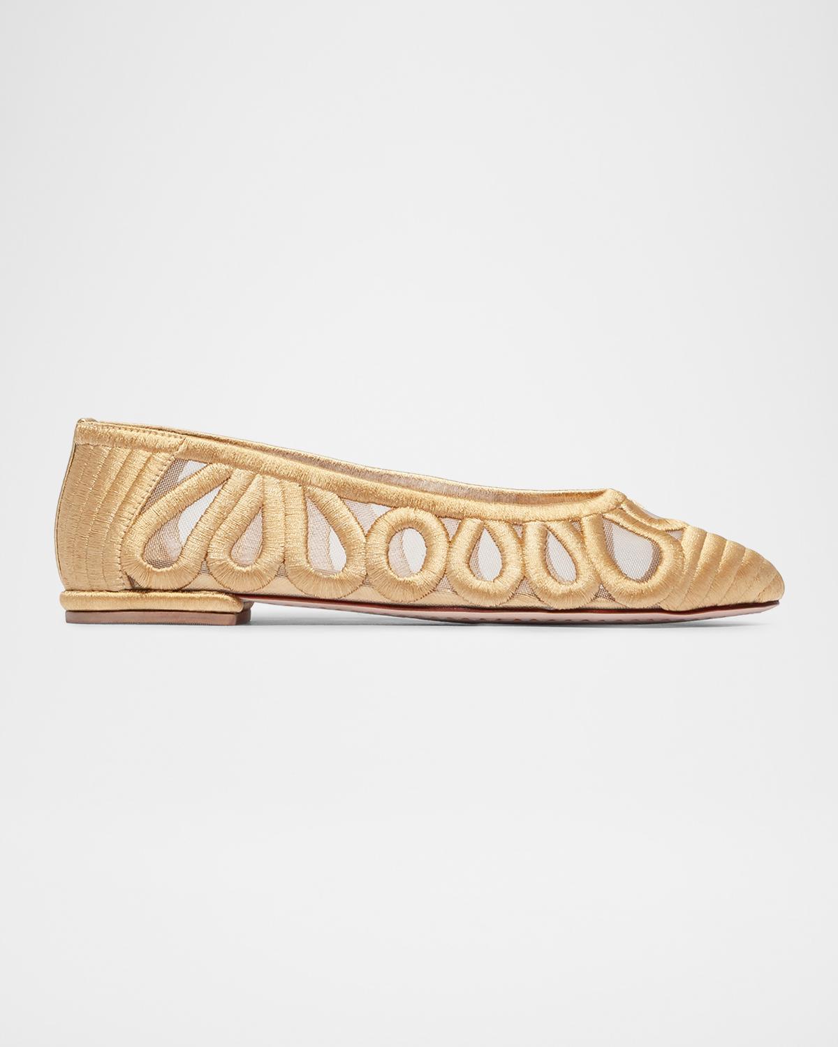 Bernardo Costa Embroidered Mesh Ballerina Flats